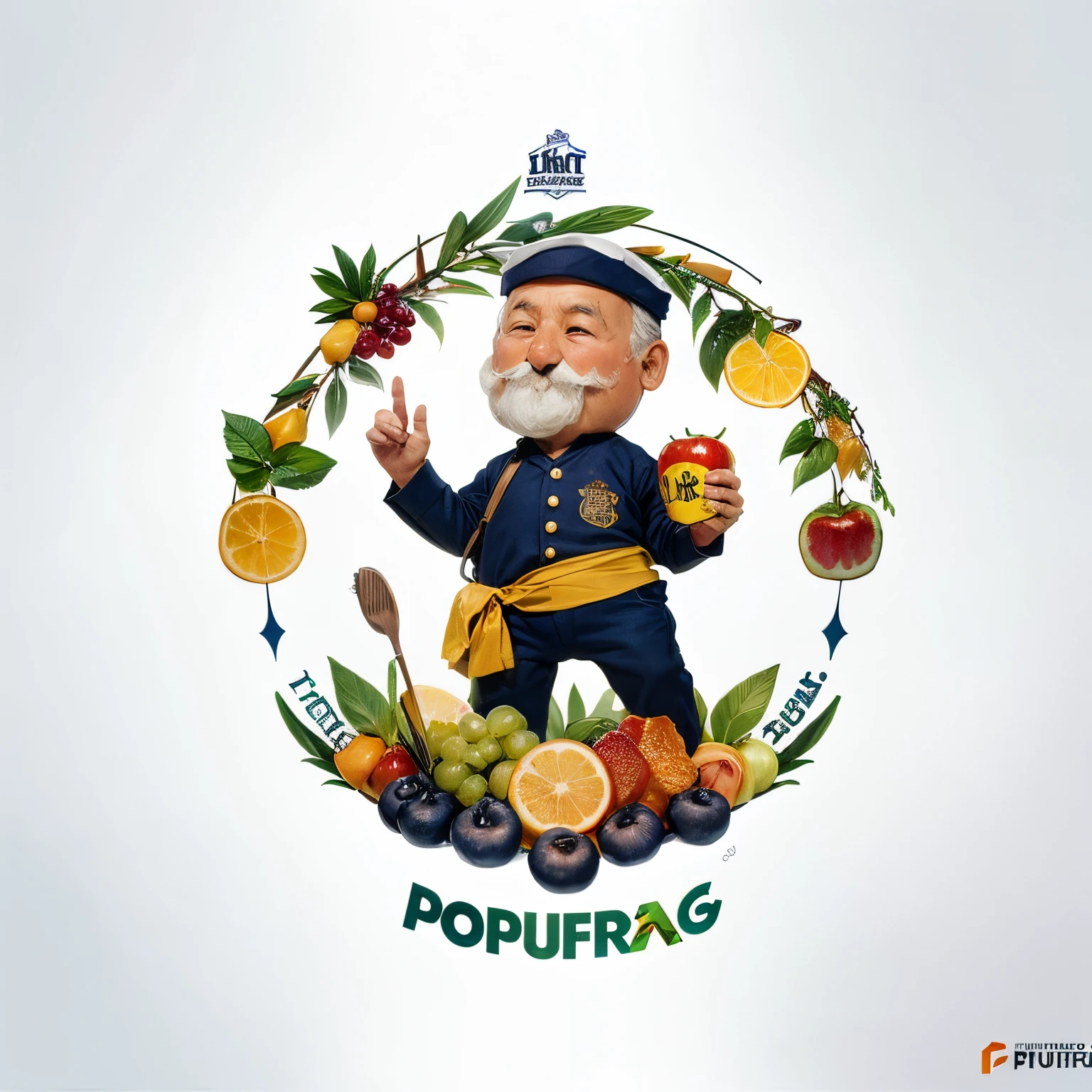 Criar a logotipo da empresa seafruit com poupa de frutas