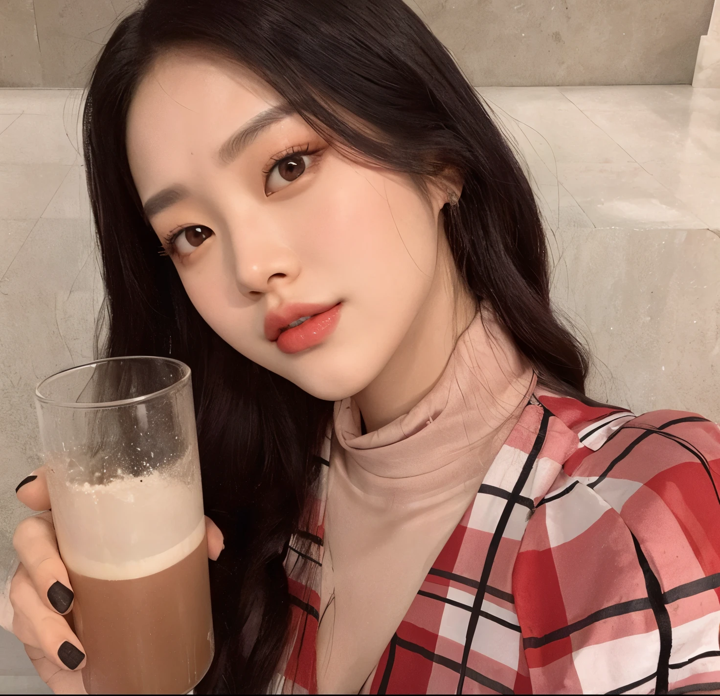 woman holding a glass of coffee in front of her face, Blackpink Jennie, ulzzang, Jaeyeon Nam, dilraba dilmurat, Heonhwa Choe, Hermosa mujer surcoreana, Jossi de Blackpink, Jinyoung Shin, Parque Roseanne de Blackpink, maquillaje popular de Corea del Sur, tzuyu de dos veces, Lee Ji - Eun, maquillaje coreano popular