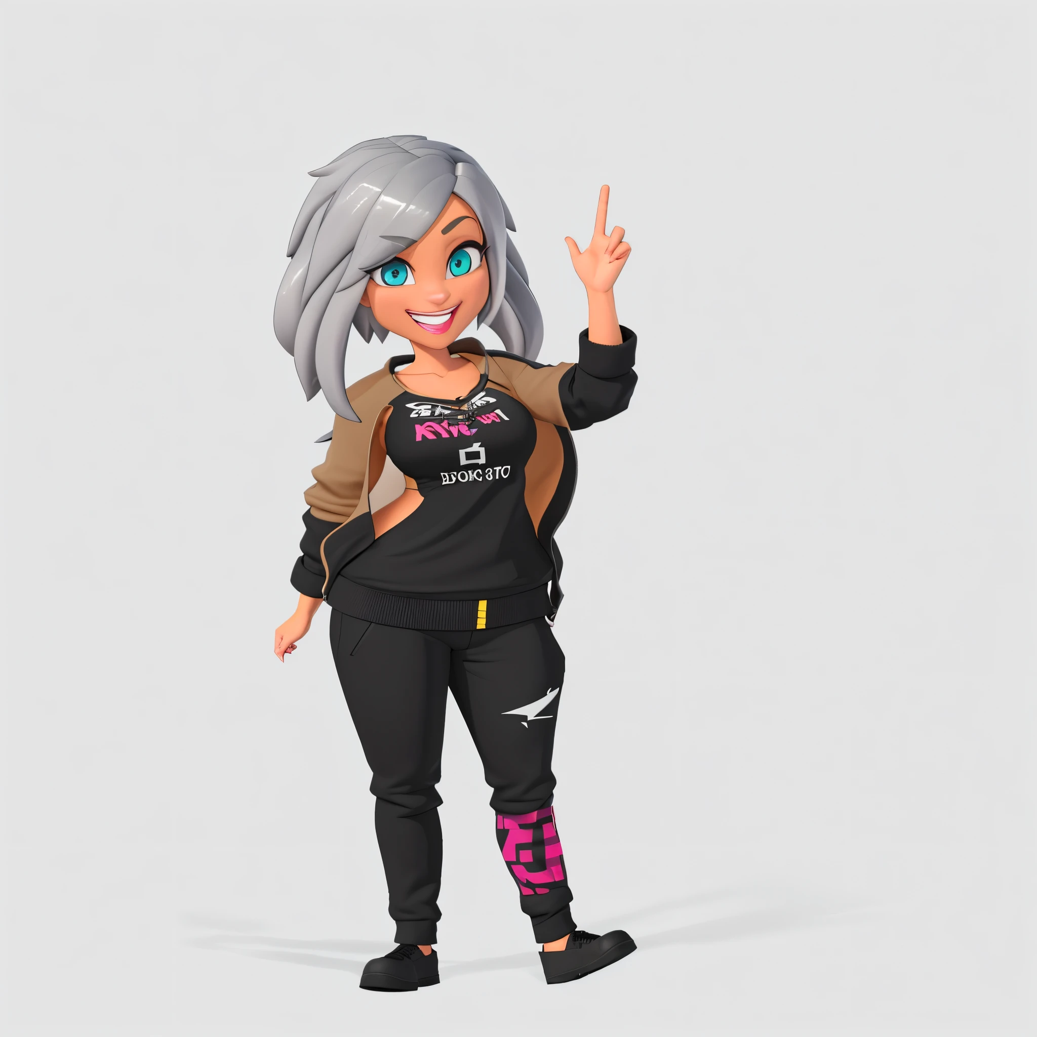 um close de um personagem de desenho animado com uma jaqueta preta e uma camisa xadrez, avatar da parte superior do corpo, avatar roblox, protagonista feminina 👀 :8, render de abril, acenando e sorrindo, Telegrama Sticker, single character full body, full body sarcastic pose, toon rendering, 3 d demo carretel avatar, Personagem 3D, Personagem 3D, Vestido casualmente
