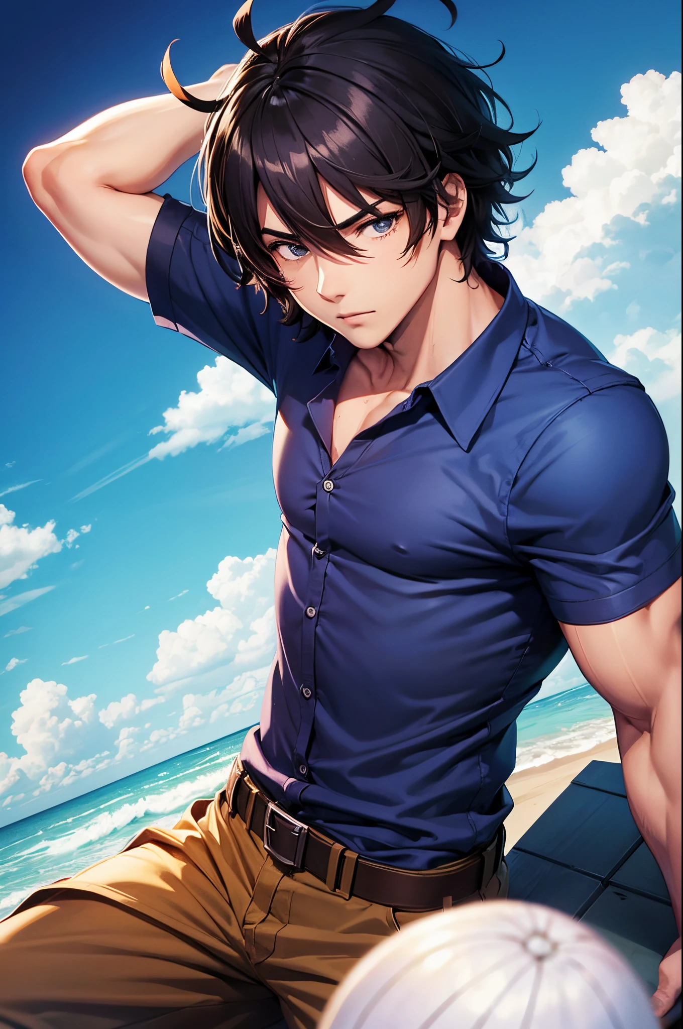 homem loiro forte anime poderoso olhar sombrio