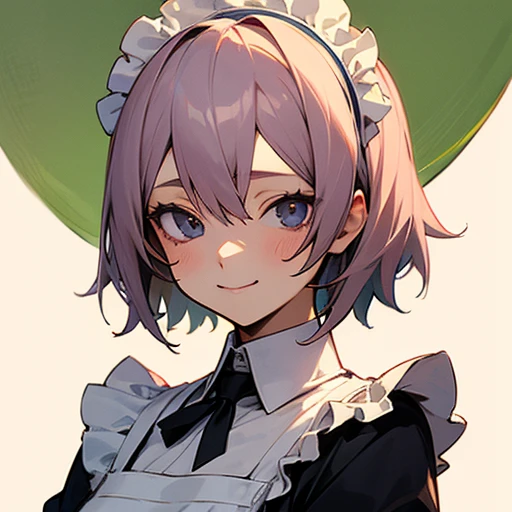 masutepiece, Best Quality, 1girl in, Empty eyes, Utsurome, maid, Smile