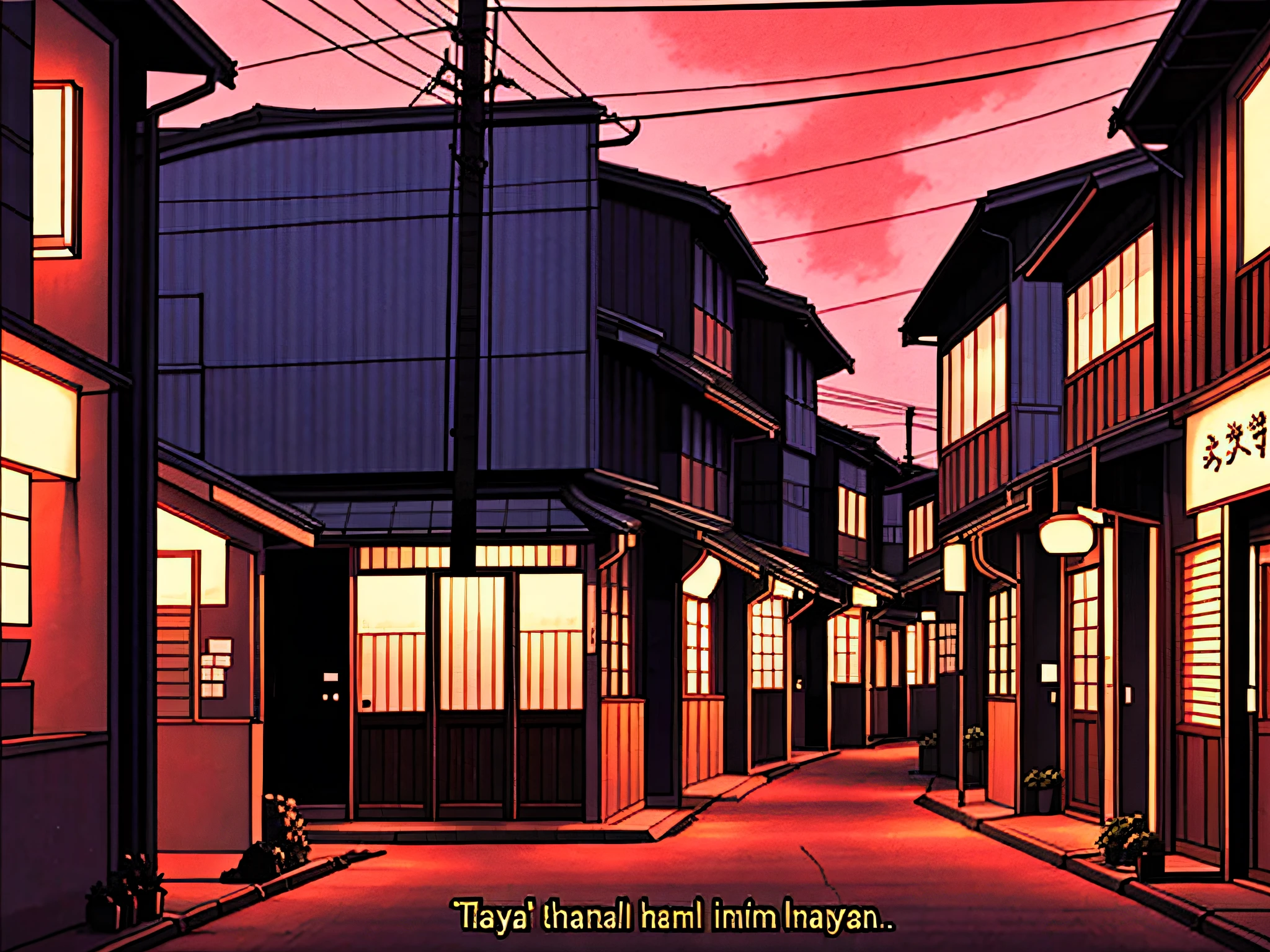 1990s \(style\), empty street japan, dramatic lighting