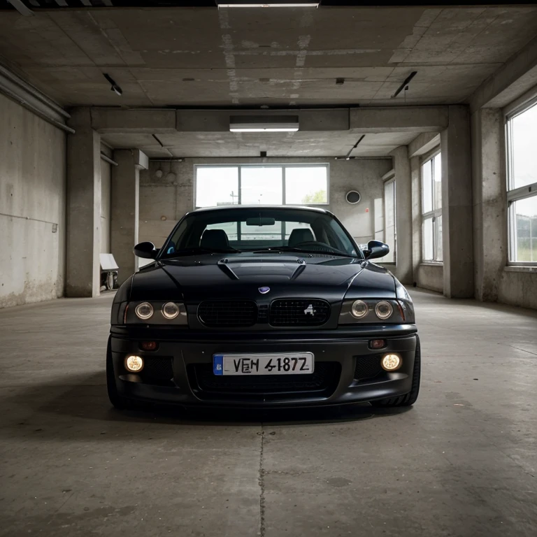 E46, modified, avec kit large futuriste, led, contemporaine, ultra moderne, jante en 18 pouces, rabaissée, sportive, agressive