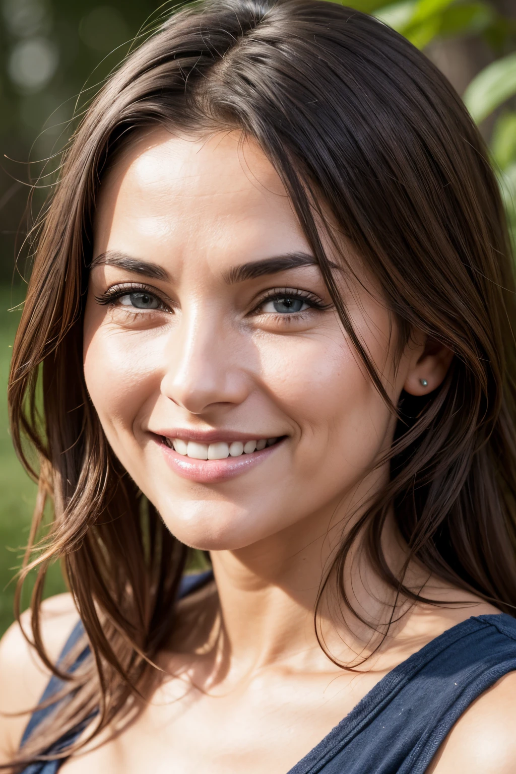 natural photo, portrait of woman about 35 or years old, smile, ultrarealistic