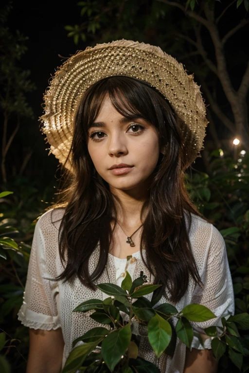 menina em uma floresta a noite