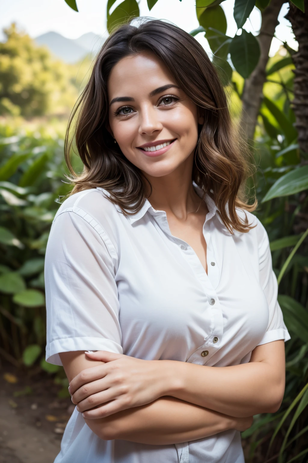 natural photo, portrait of woman about 35 or years old, smile, ultrarealistic