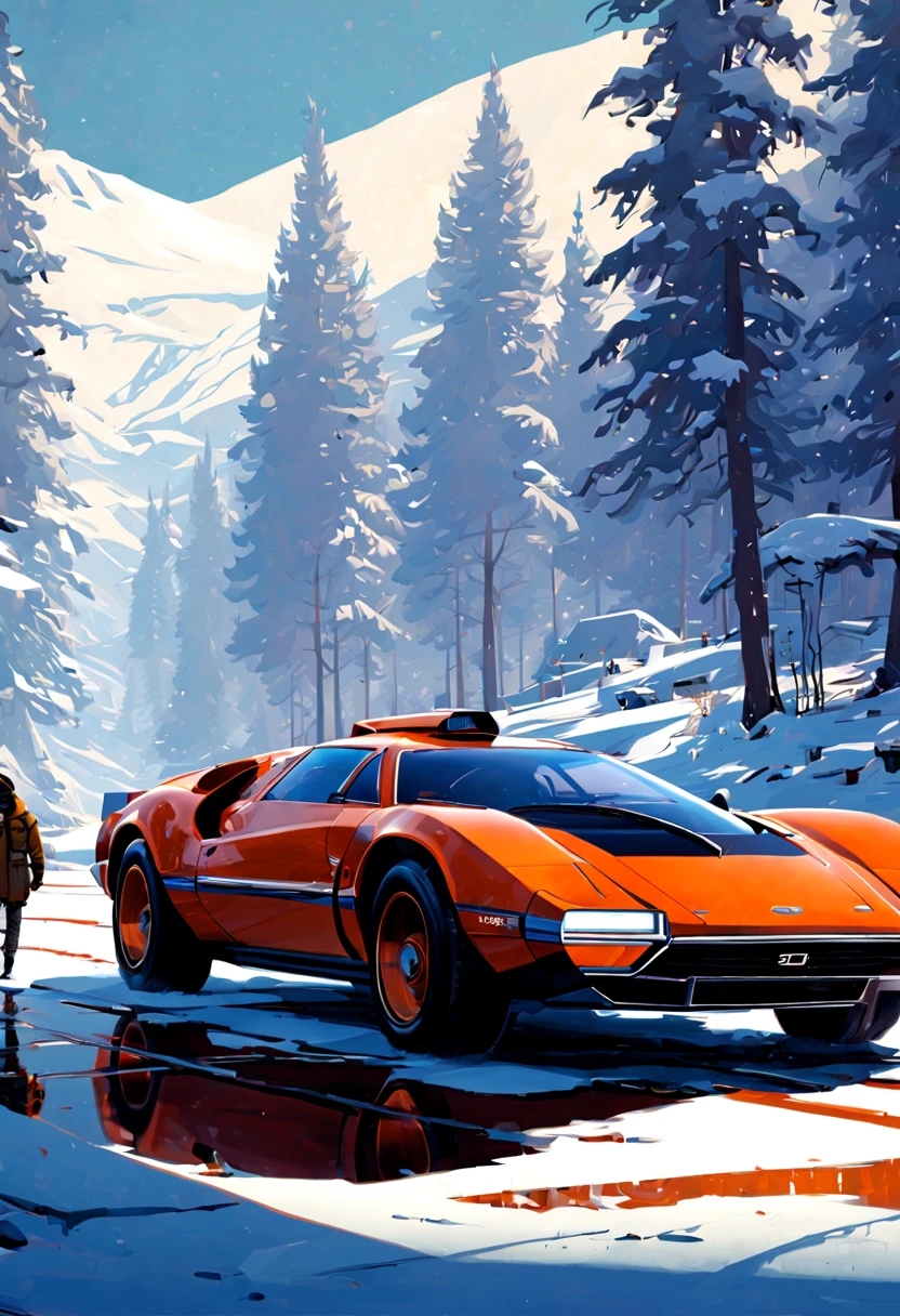 by Syd Mead, winter, enhance, intricate, (best quality, masterpiece, Representative work, official art, Professional, unity 8k wallpaper:1.3)