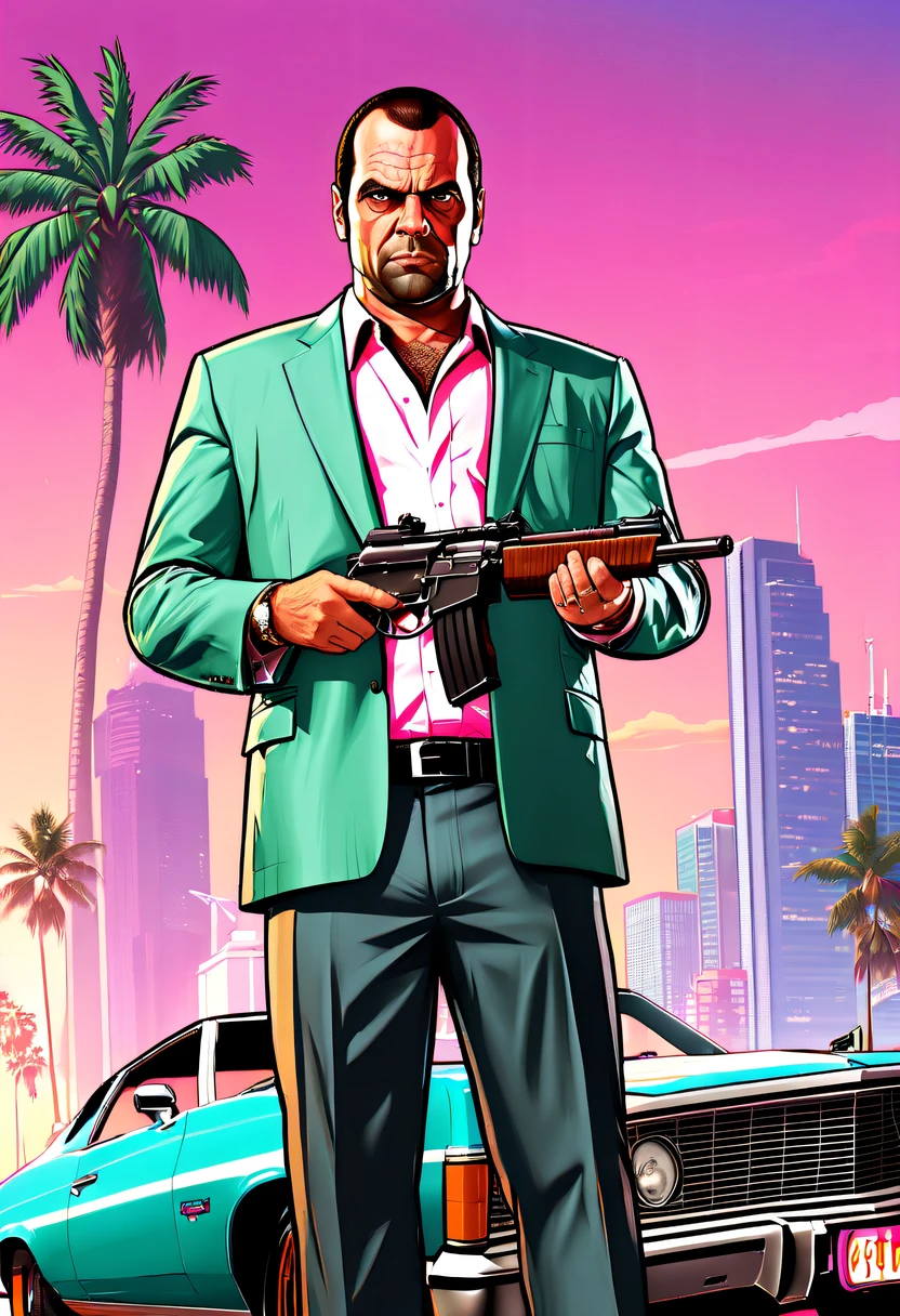 (GTA STYLE:1.5)，(GTA Vice City, GTA 5 cover art, GTA STYLE: 1.5),