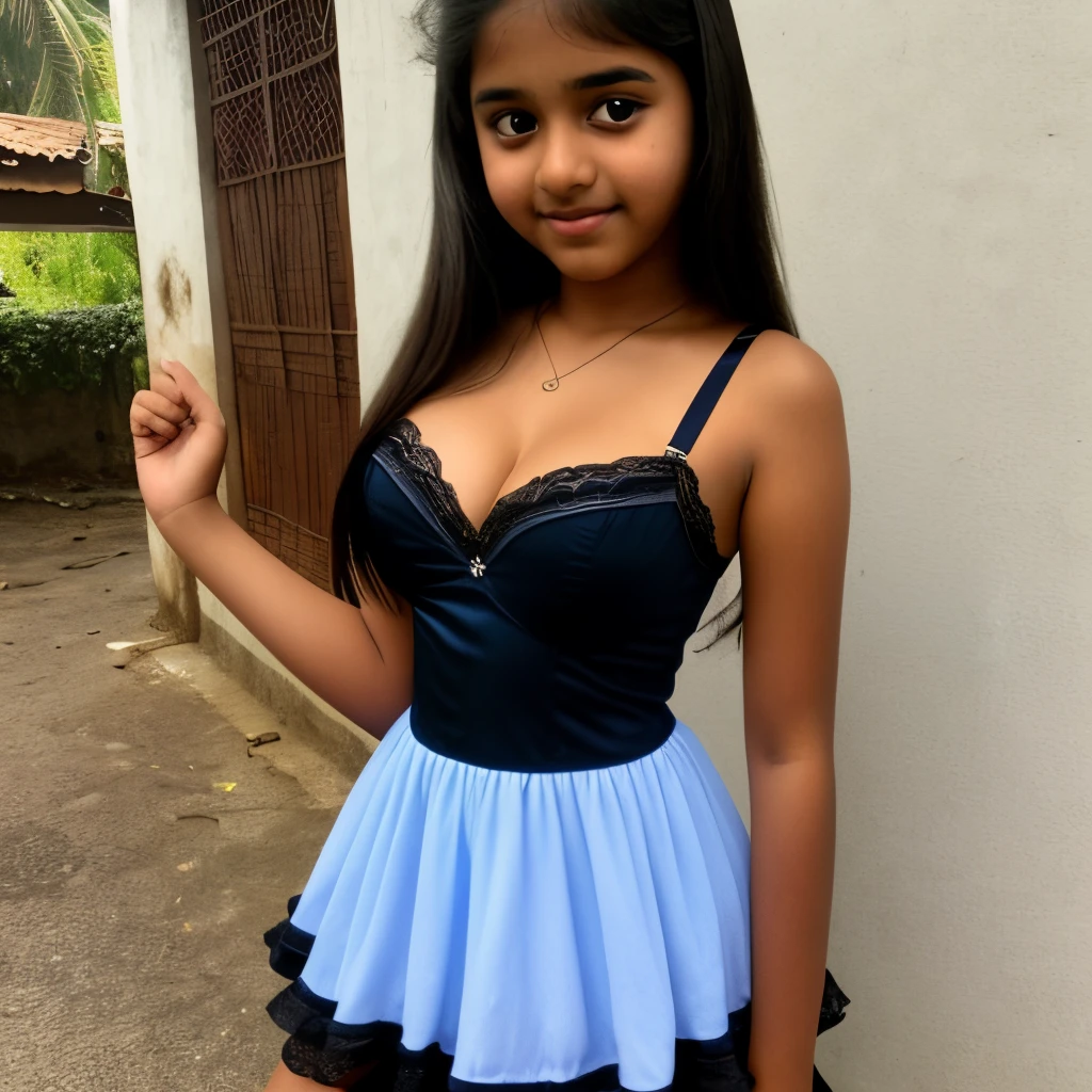 -yeld beiful cute girl wearing a lingerie dress,her legs visible, she Sri Lankan,she has black hair,big breasts, sexy,