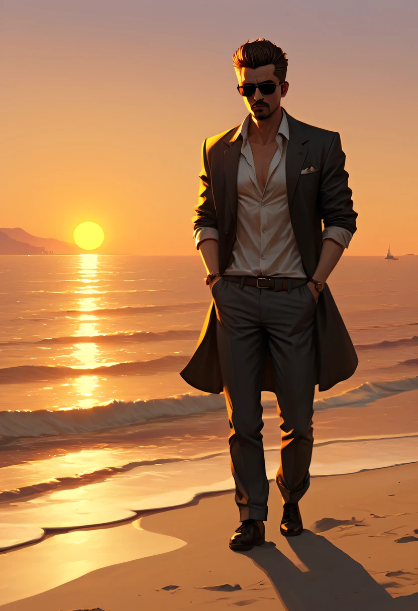 (GTA STYLE:1.5)，city night， on a rooftop，lonely and brave person