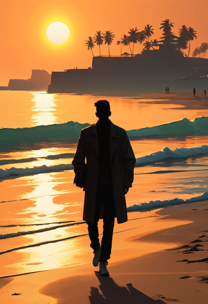 (GTA STYLE:1.5)，city night， on a rooftop，lonely and brave person