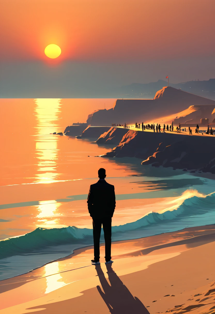 (GTA STYLE:1.5)，city night， on a rooftop，lonely and brave person