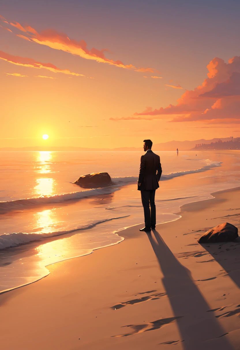 (GTA STYLE:1.5)，sea beach，the setting sun，Lonely and brave people