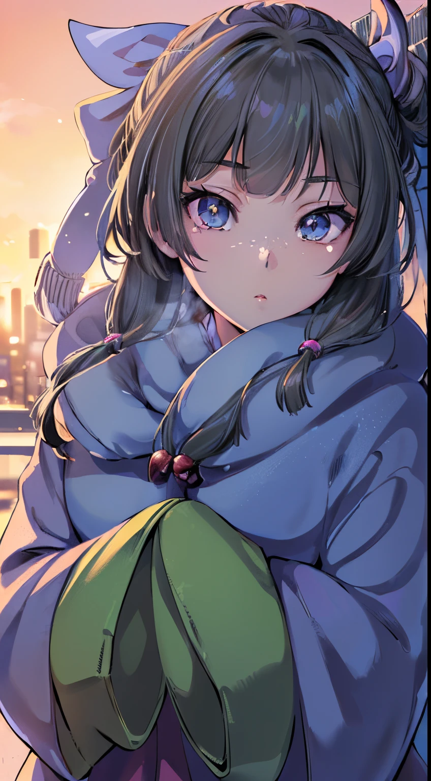 ((Anime, One Woman, Detailed Eyes, Detailed Face, Detailed Body), ((Best Quality, Highly Detailed 8K Background, Best Shadow), Highly Detailed, (Detailed Beautiful Eyes), ((Winter Clothes, Daylight, Winter)))) (cowboy shot), anime, city, best quality and high details, 4K