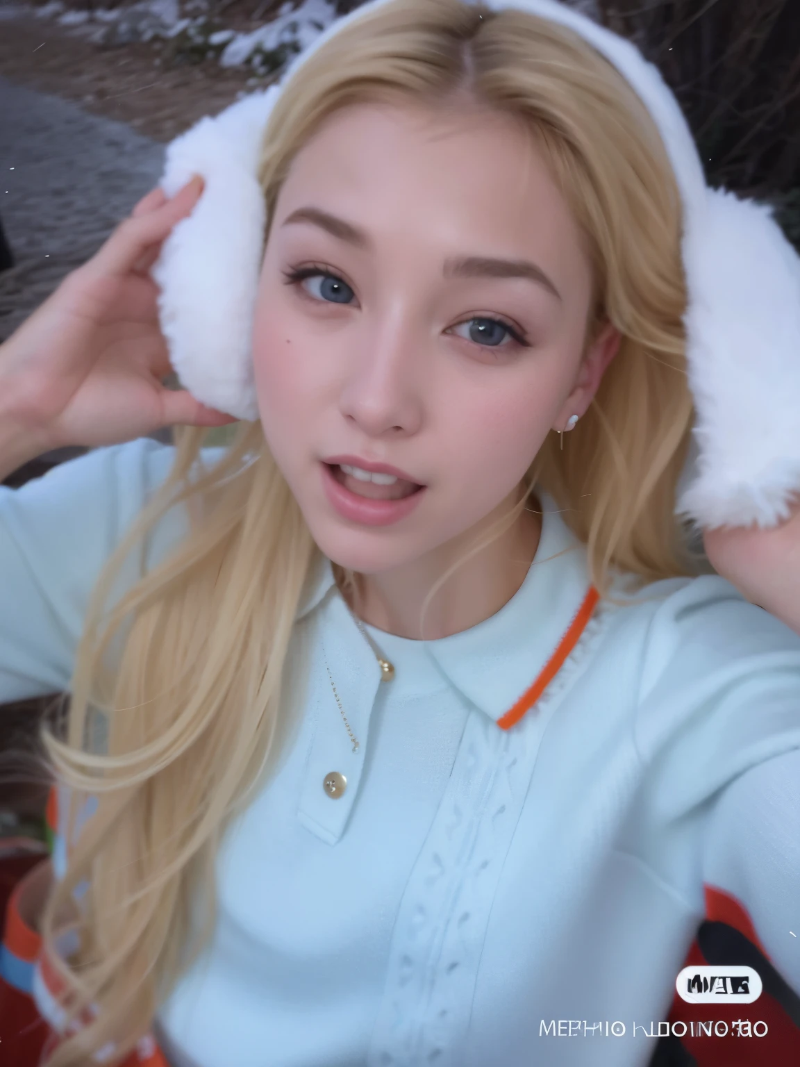 blonde girl with earmuffs on her head in the snow, pale fair skin!!, Ela parece uma mistura de Grimes, linda Delphine, Ruan Jia Lindo!, wan adorable korean face, muito bonita gatinha fofa, Parque Roseanne do Blackpink, parece uma mistura de grimes, Ruan Vtuber Fofo, longos cabelos loiros e olhos grandes