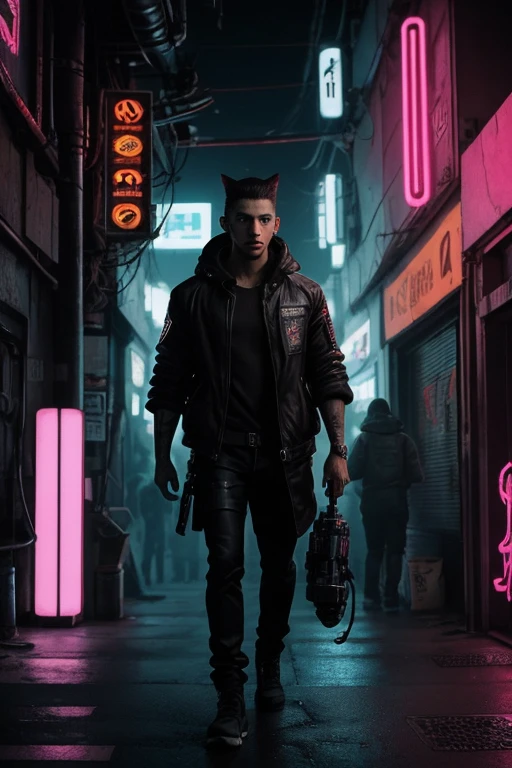 Alex Kane, a lone wolf with a cyberpunk aesthetic.