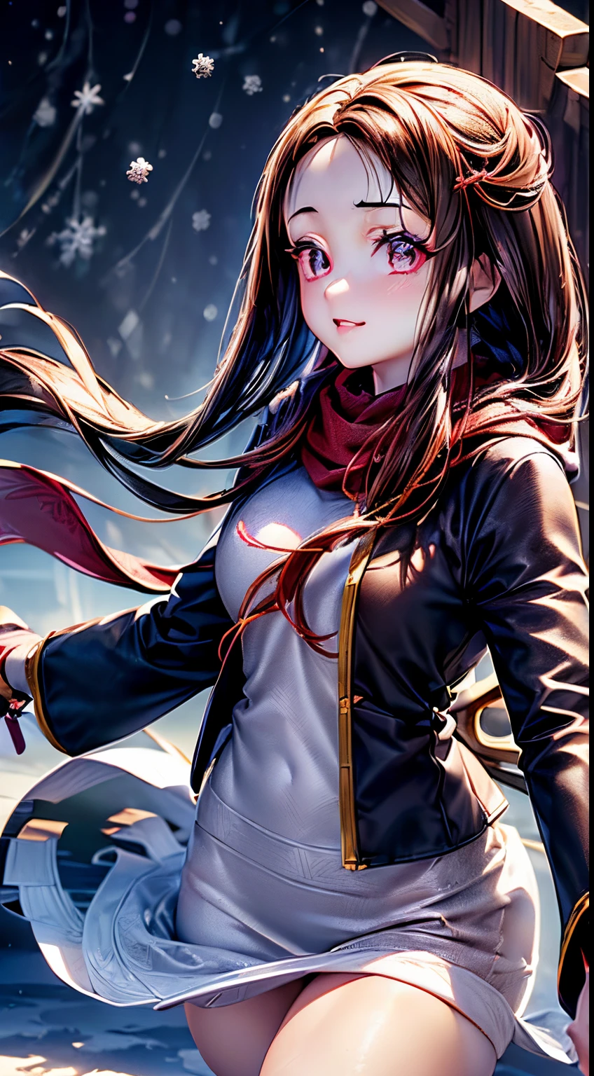 ((Anime, One Woman, Detailed Eyes, Detailed Face, Detailed Body), ((Best Quality, Highly Detailed 8K Background, Best Shadow), Highly Detailed, (Detailed Beautiful Eyes), ((Winter Clothes, Daylight, Winter)))) (cowboy shot), anime, city, best quality and high details, 4K