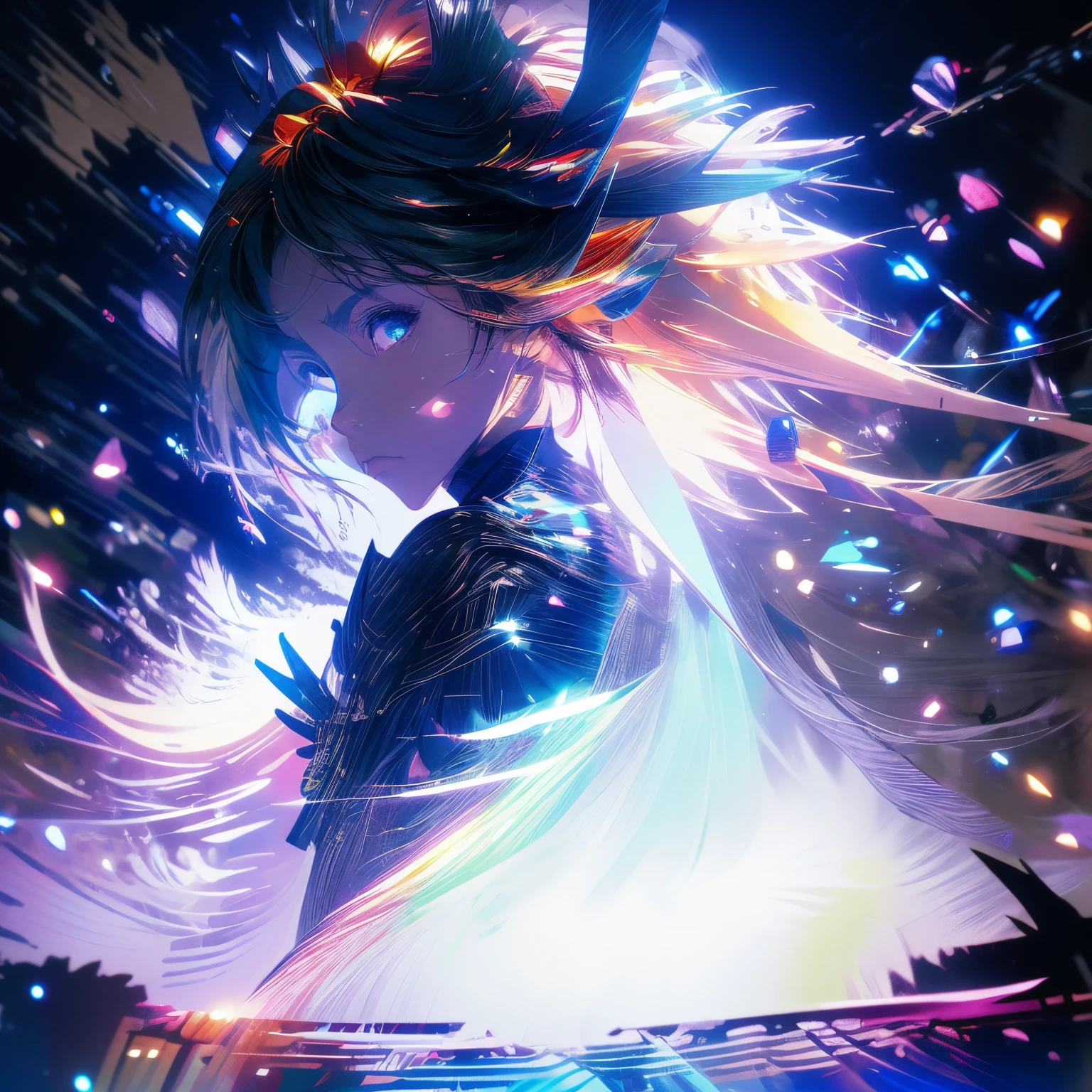Anime girl in pixiv style, 4k resolution, beautiful look, Very detailed, hair on the back, pure eyes