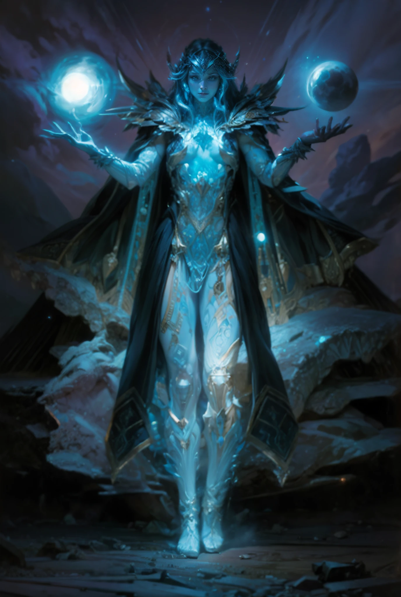 Celestial God, universe woman,valkyrie,Senhora Cavaleiro,anatomia correta,epic fantasy digital art,tmasterpiece,8k,high-definition resolution,Desenho detalhado,alta qulidade,, Epic composition,