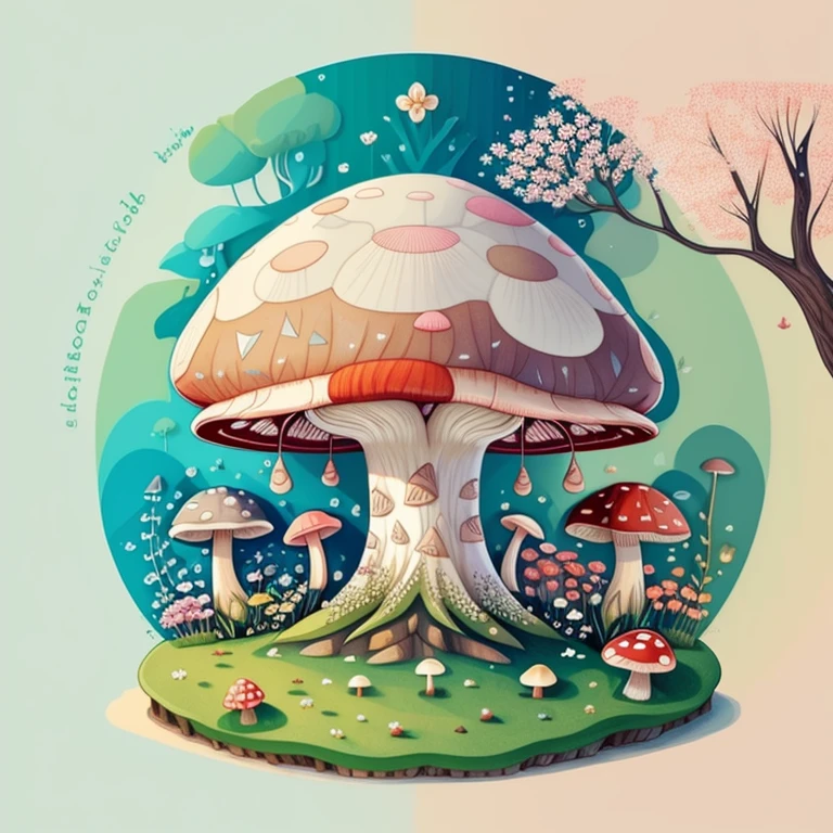 (cute mushroom with flowers and trees) Munchkin ,Geometric multidimensional wall portrait, livro de arte, Tchibi,
Yang08k, Beautiful, Colouring,
Obras, of the highest quality, best quality, Arte Oficial, Beautiful and Aesthetic,