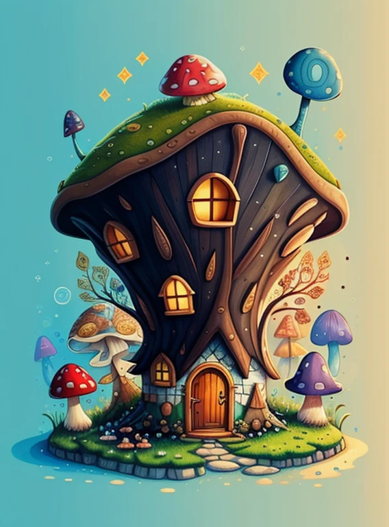 (cute mushroom house in a beautiful florest) Munchkin ,Geometric multidimensional wall portrait, livro de arte, Tchibi,
Yang08k, Beautiful, Colouring,
Obras, of the highest quality, best quality, Arte Oficial, Beautiful and Aesthetic,