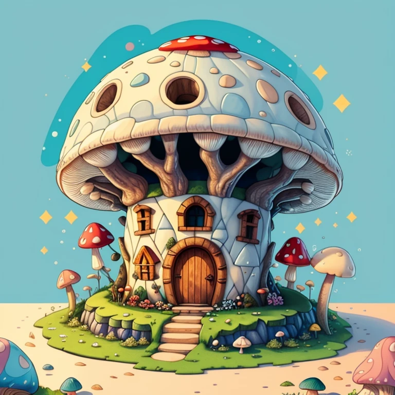 (cute mushroom house in a beautiful florest) Munchkin ,Geometric multidimensional wall portrait, livro de arte, Tchibi,
Yang08k, Beautiful, Colouring,
Obras, of the highest quality, best quality, Arte Oficial, Beautiful and Aesthetic,
