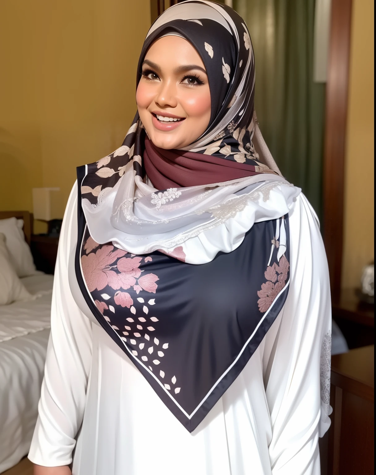 Portrait photo of a matured chubby malay girl, curvy, (laughing:1.2), hijab,malaysian, posing, look at a camera, nerd, spectacle, wear white shirt and short pleated skirt, wearing glasses, full body, room background, big breast,nighttime, backlit, epic realistic, hyper detailed, detailed skin texture, mole below eye, natural skin texture, mole in body, insane details, intricate details, accent lighting, soft volumetric light, bokeh, (dramatic light:1.2), (neutral colors:1.3), cross process, living room background, ((detailed realistic face and eyes)), good lighting, 8K resolution, Legs Wide Open, spread Legs, lying on bed, Liquid from the Crotch, Blushing, fat, wet body, wet cleavage, very wet body with water, Portrait photo of a matured chubby malay girl, curvy, (laughing:1.2), hijab,malaysian, posing, look at a camera, nerd, spectacle, wear white shirt and short pleated skirt, wearing glasses, full body, room background, big breast,nighttime, backlit, epic realistic, hyper detailed, detailed skin texture, mole below eye, natural skin texture, mole in body, insane details, intricate details, accent lighting, soft volumetric light, bokeh, (dramatic light:1.2), (neutral colors:1.3), cross process, living room background, ((detailed realistic face and eyes)), good lighting, 8K resolution, Legs Wide Open, spread Legs, lying on bed, Liquid from the Crotch, Blushing, fat, wet body, wet cleavage, very wet body with water, ((GIGANTIC BREAST)), ((GIGANTIC TIT)), ((HEAVY BOOTY)), ((HEAVY BREAST)), ((HEAVY NIPPLES)),