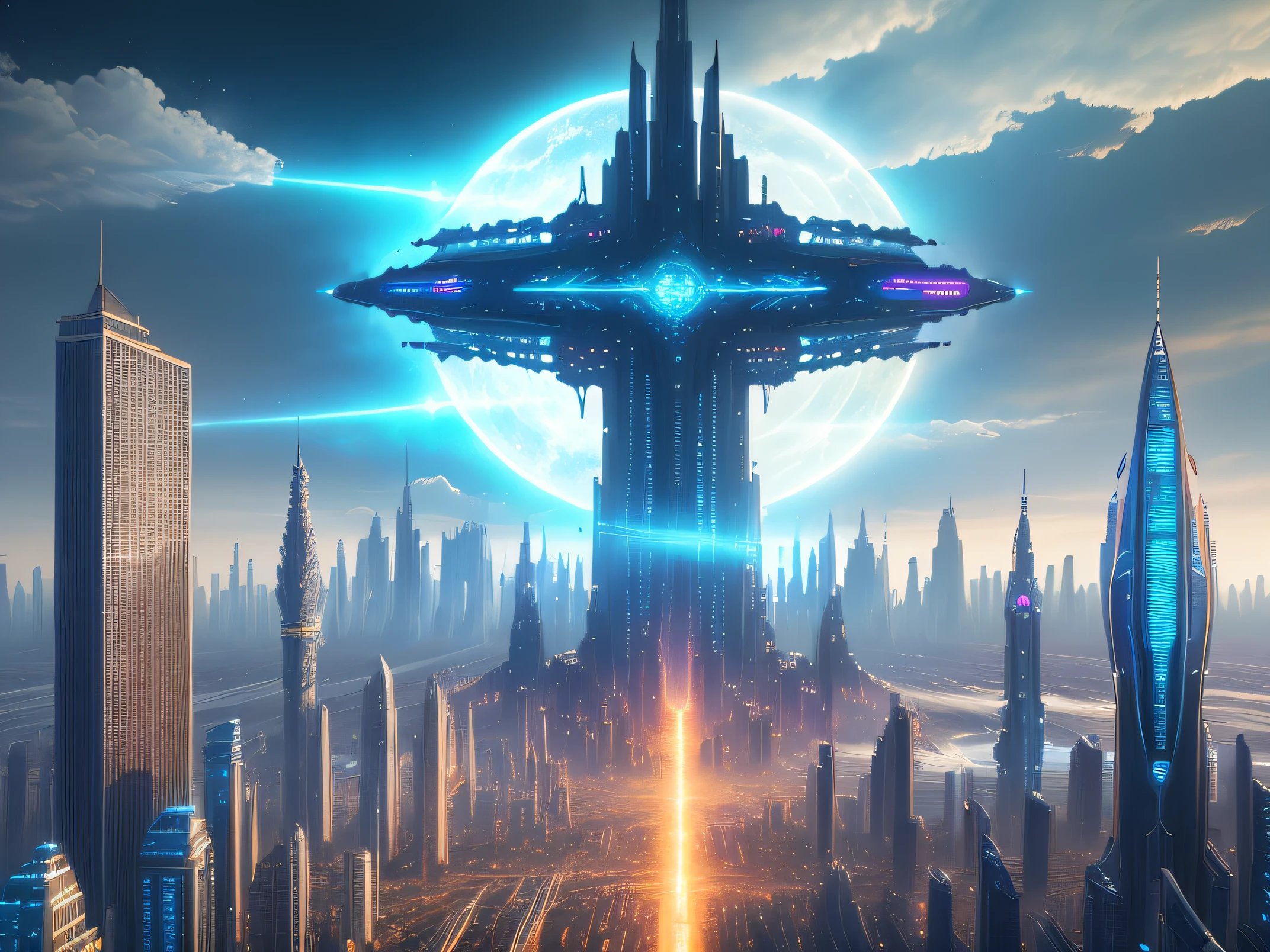 SolarpunkAI megacity ((master piece)) ((Fantasy Scifi)) ((8k Highy quality)) (Hd image)) sharp