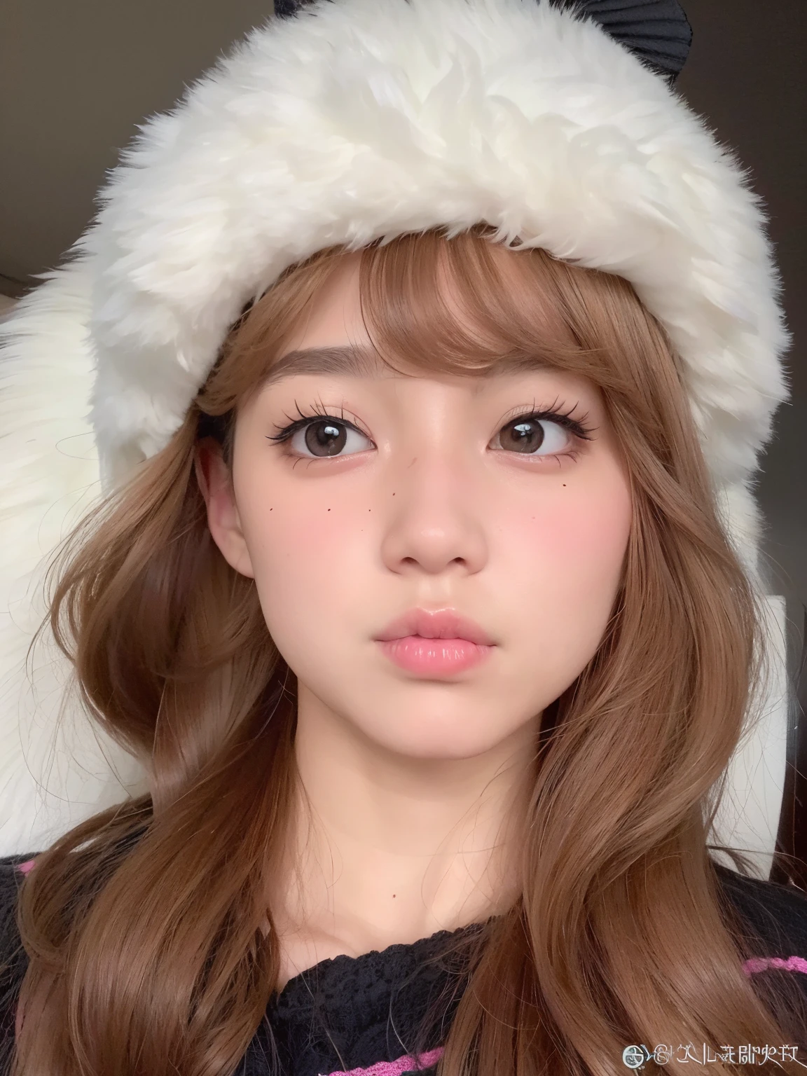 puffy girl in a white hat and a pink sweater, young adorable korean face, wan adorable korean face, franja fofa, Ulzzang, maquiagem sul-coreana popular, Lalisa Manobal, maquiagem coreana popular, rosto bonito claro, com bonito - fino - rosto, bonito - fino - rosto, bonito-fino-cara, bonito rosto de anime natural