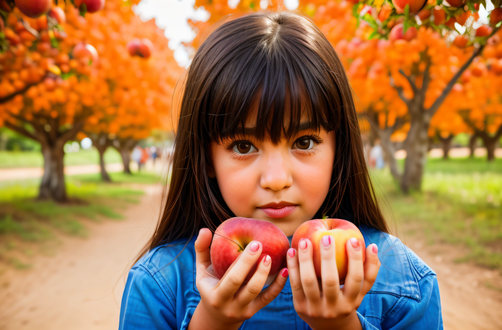 there is a little girl holding two apples in her hands, holding an apple, with apple, portrait of snow white, snow white, one holds apple in hand, red apples, eating rotting fruit, apples, kids, istockphoto, stock photo, she is easting a peach, closeup portrait shot, red apple, children, girl, istock, portrait shot