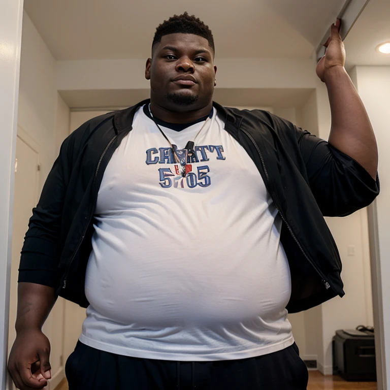 Extremely & visibly Fat 950+ pound Zion Williamson with his belly hanging out of his clothes and  visible.