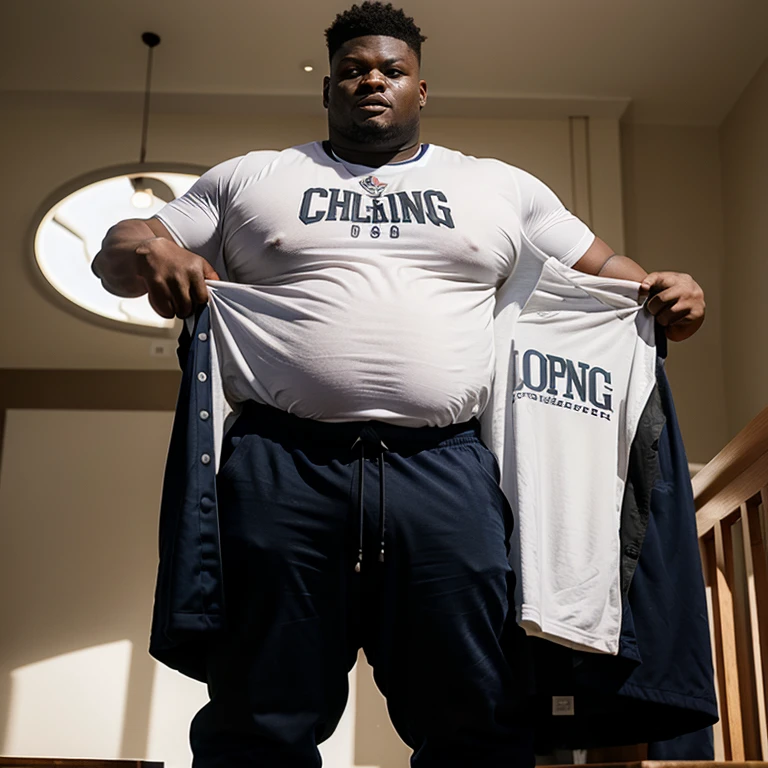 Extremely & visibly Fat 950+ pound Zion Williamson with his belly hanging out of his clothes and is visible.