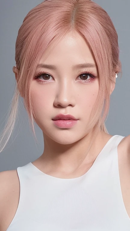 un primer plano de una mujer con cabello rubio y un top blanco, Parque Roseanne de Blackpink, Portrait of Rosé from Blackpink, Rose de Blackpink, Retrato de rose de blackpink