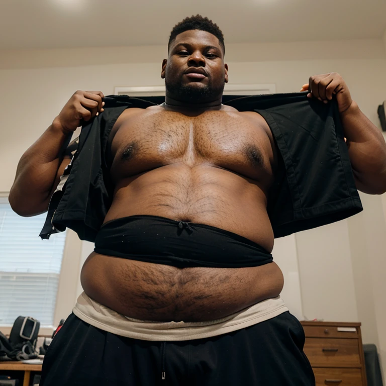 Extremely & visibly Fat 950+ pound Zion Williamson with his belly hanging out of his clothes and is visible, his clothes ripped apart because his belly was too big.