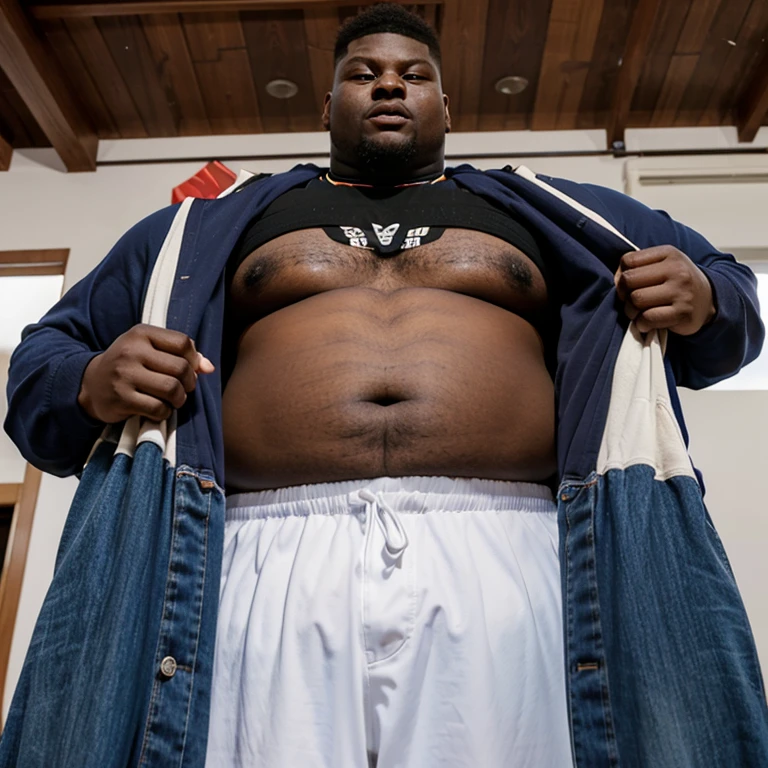 Extremely & visibly Fat 950+ pound Zion Williamson with his belly hanging out of his clothes and  visible.