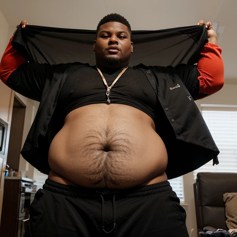 Extremely & visibly Fat 950+ pound Zion Williamson with his belly hanging out of his clothes and  visible, his clothes ripped apart because his belly was too big.