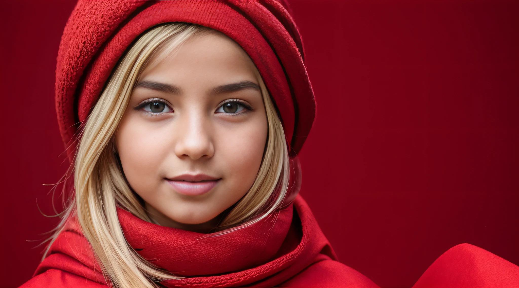 BLONDE GIRL with red scarf talking on cell phone with red background, red scarf, vestido com um belo manto vermelho, turbante oval vermelho, vestindo roupas vermelhas, pano vermelho, Beautiful Arab woman, vestindo uma capa vermelha, middle eastern skin, no fundo vermelho, Retrato de Darna moderno, mulher iraniana bonita, vestindo roupas vermelhas, Retrato Sophie Mudd, tudo vermelho