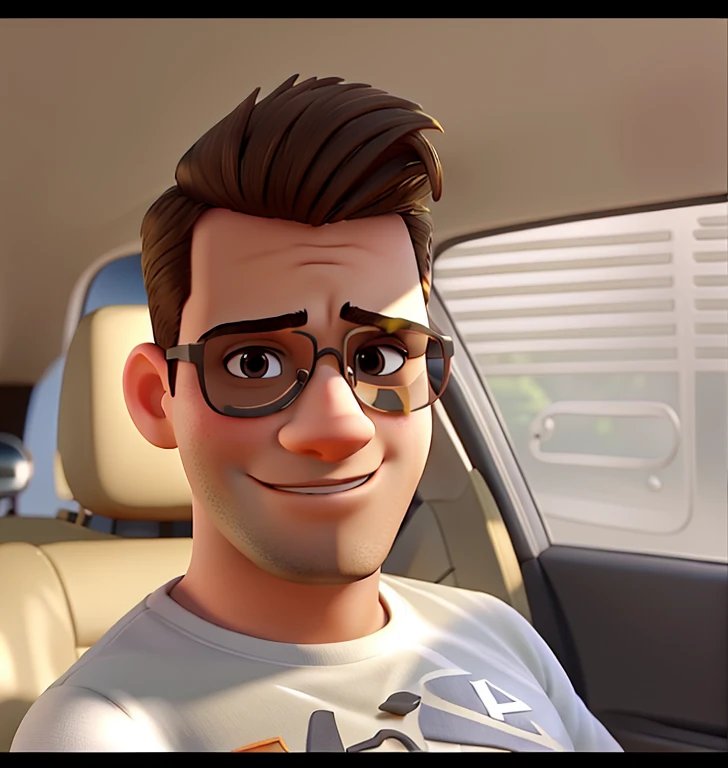 jovem branco, high quiff with aviator glasses high quality pixar image