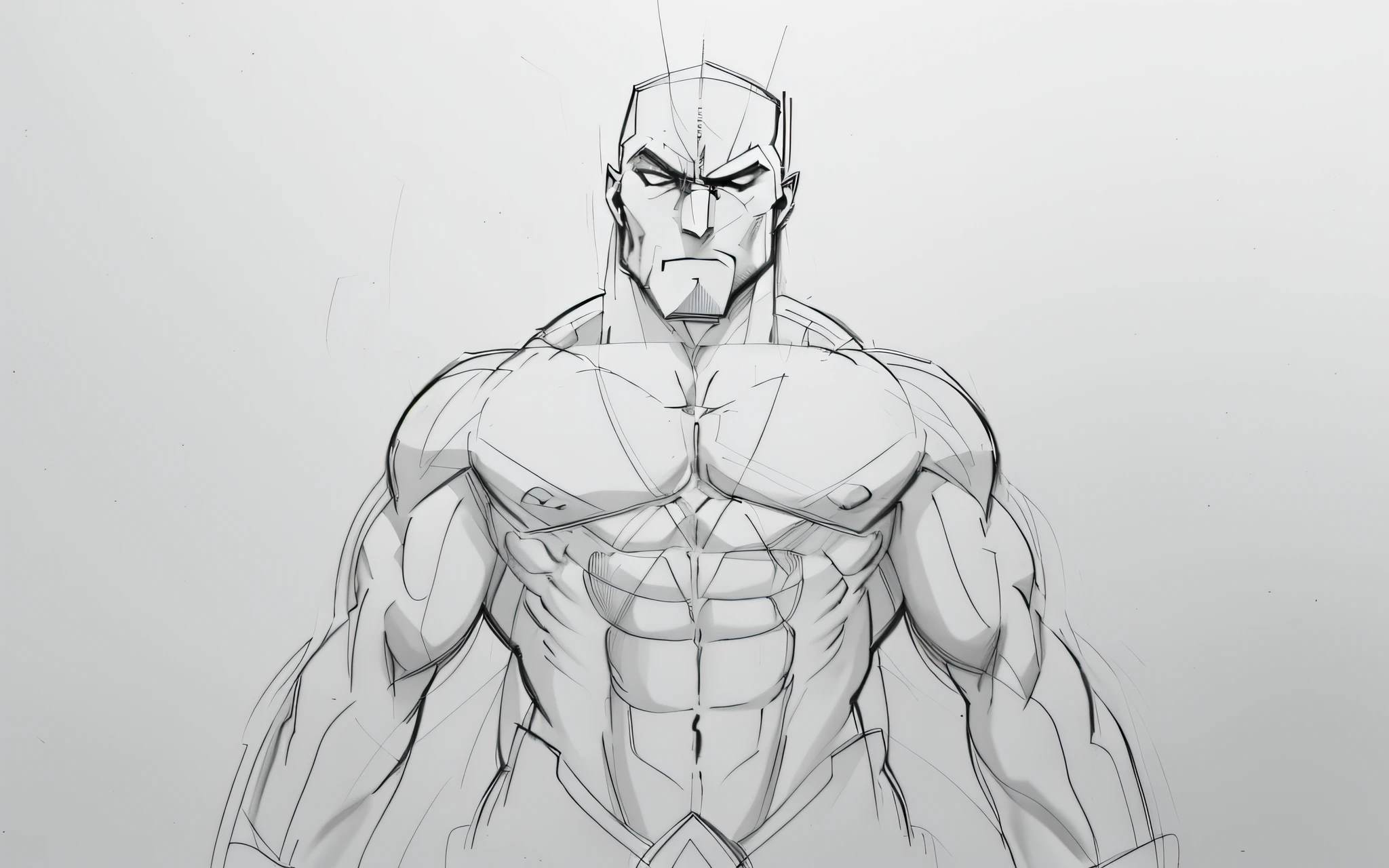 um desenho de um homem com barba e rosto sem barba, Descrito!!!, Technoviking masculino sem camisa, muscular character, head and torso only, detalhado, but rough, Head and torso centered, rough sketch, personagens musculosos, outline sketch, exaggerated muscles, large muscles, rosto e corpo extremamente detalhados, Wip, corpo e rosto detalhados