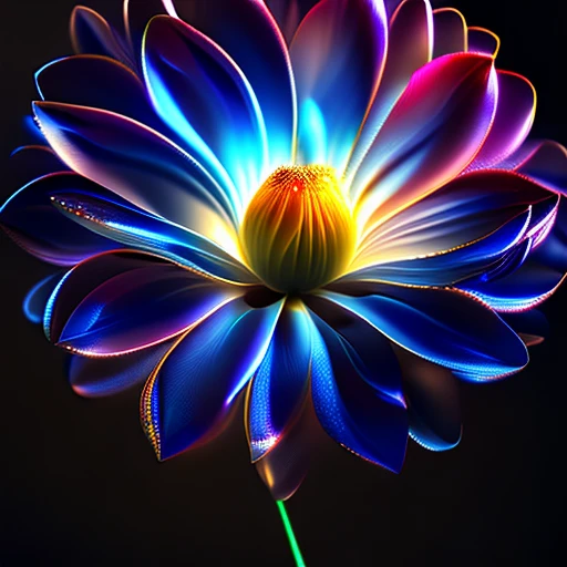 a single flower of light, super detalhada e colorida, Image with a resolution of at least 300 dpi, 8k UHD
