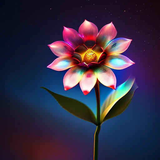 a single flower of light, super detalhada e colorida, Image with a resolution of at least 300 dpi, 8k UHD
