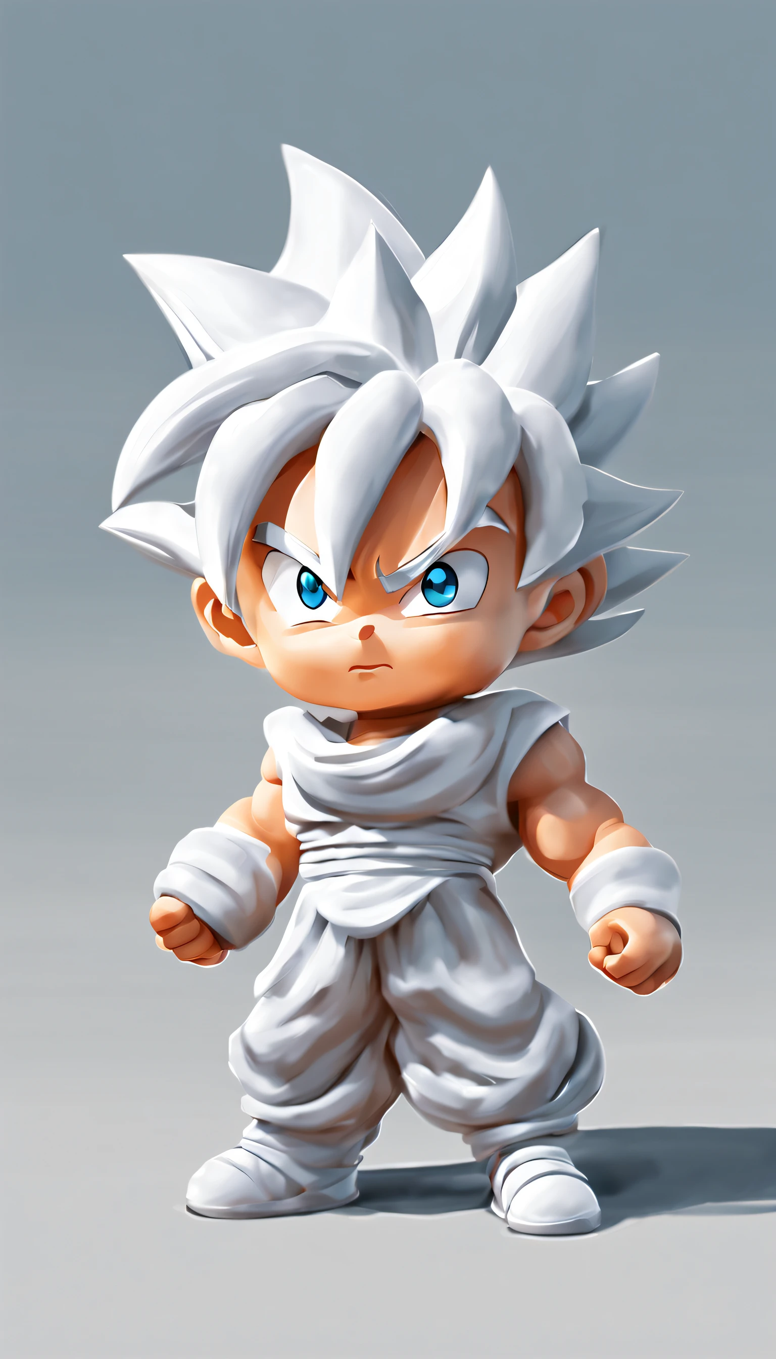 cute tiny white hyperrealistic Anime Goku, chibi, adorable and fluffy, logo design, cartoon, cinematic lighting effect, charming, 3D vector art, cute and quirky, fantasy art, bokeh, hand-drawn, digital painting, soft lighting, isometric style, 4K resolution, photorealistic rendering, highly detailed clean, vector image, photorealistic masterpiece, professional photography, space backdrop, flat white background, isometric, vibrant vector
