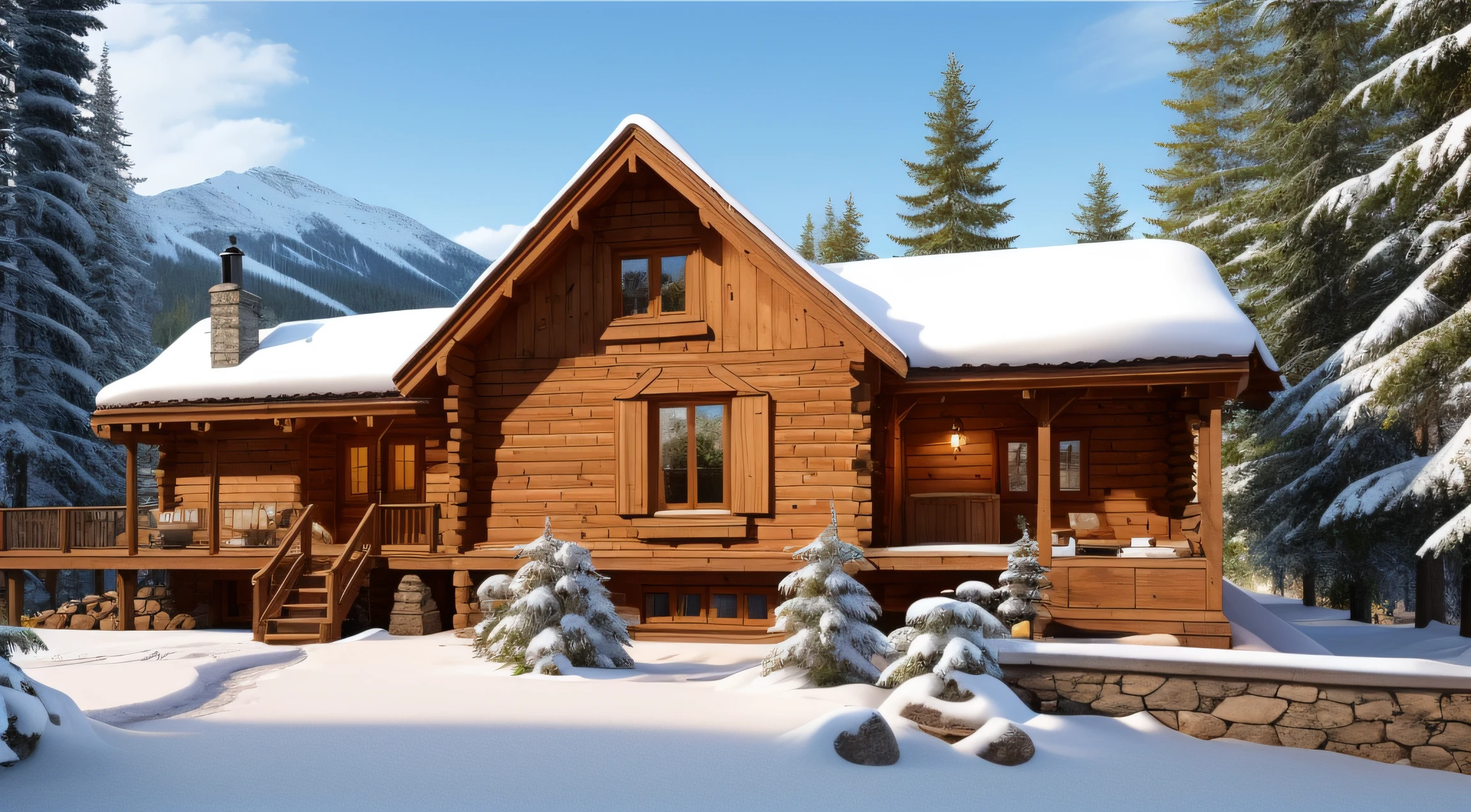there is a hut with a veranda and a veranda, covered with snow, log house, Log houses, Wooden cottage, Jokes, wood house, Cabin in the woods, Cabin, Log cabin under the Alps, Luxury wooden cottage, Quiet wooden mansion, Log houses, Built on the hills, Brick house in the woods, cottage in the woods, cottage in the woods, The Old Hut