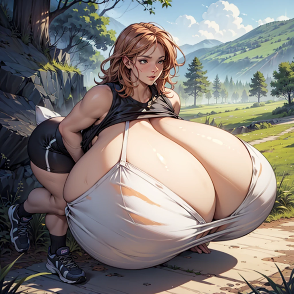 (masterpiece:1.5), (best quality:1.5), (highres:1.5), intricate details, 1woman, Christina Hendriks, (jogging:1 4), (bouncing breasts:1.2), (colossal breasts:1.4), (detailed face:1.2), (thin waist:1.2), (huge ass:1.2), (thick thighs:1.2), (skimpy:1.4) sportswear outfit, park setting