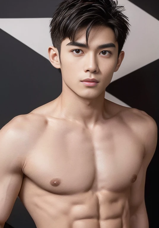 best qualtiy， 超高分辨率， 32K，（true to life：1.6），（Skin texture：1.6），(Shirtless：2），tmasterpiece，NOWAI，(Eau:1.2)，((Underarms)),Kneel on both legs,musculature，（of a guy：1.9），((18yr old:1.5))，(short detailed hair:2)，Handsome，largeeyes，High nose，Sexy lips ， All body，（White skin：2），（Masculinizing characteristics：2.5），Crotch bulge，Closed mouth，sexually arousing，sexual expressio，