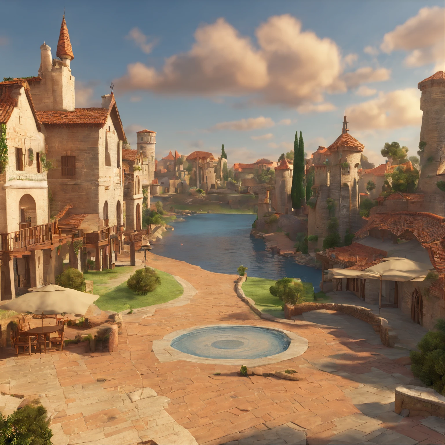 uruguay medieval. Dibujo 3D. estilo disney