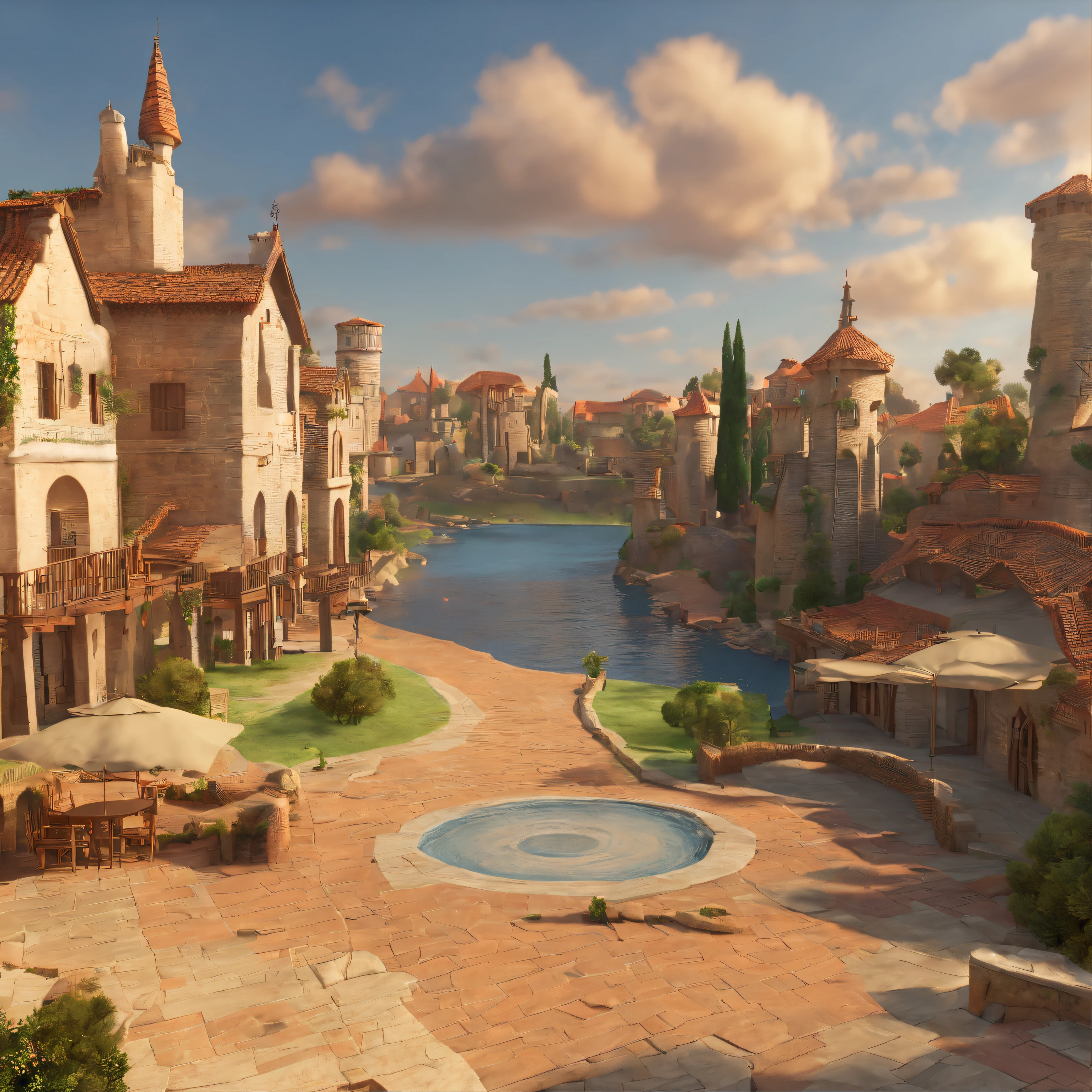 uruguay medieval. Dibujo 3D. estilo disney