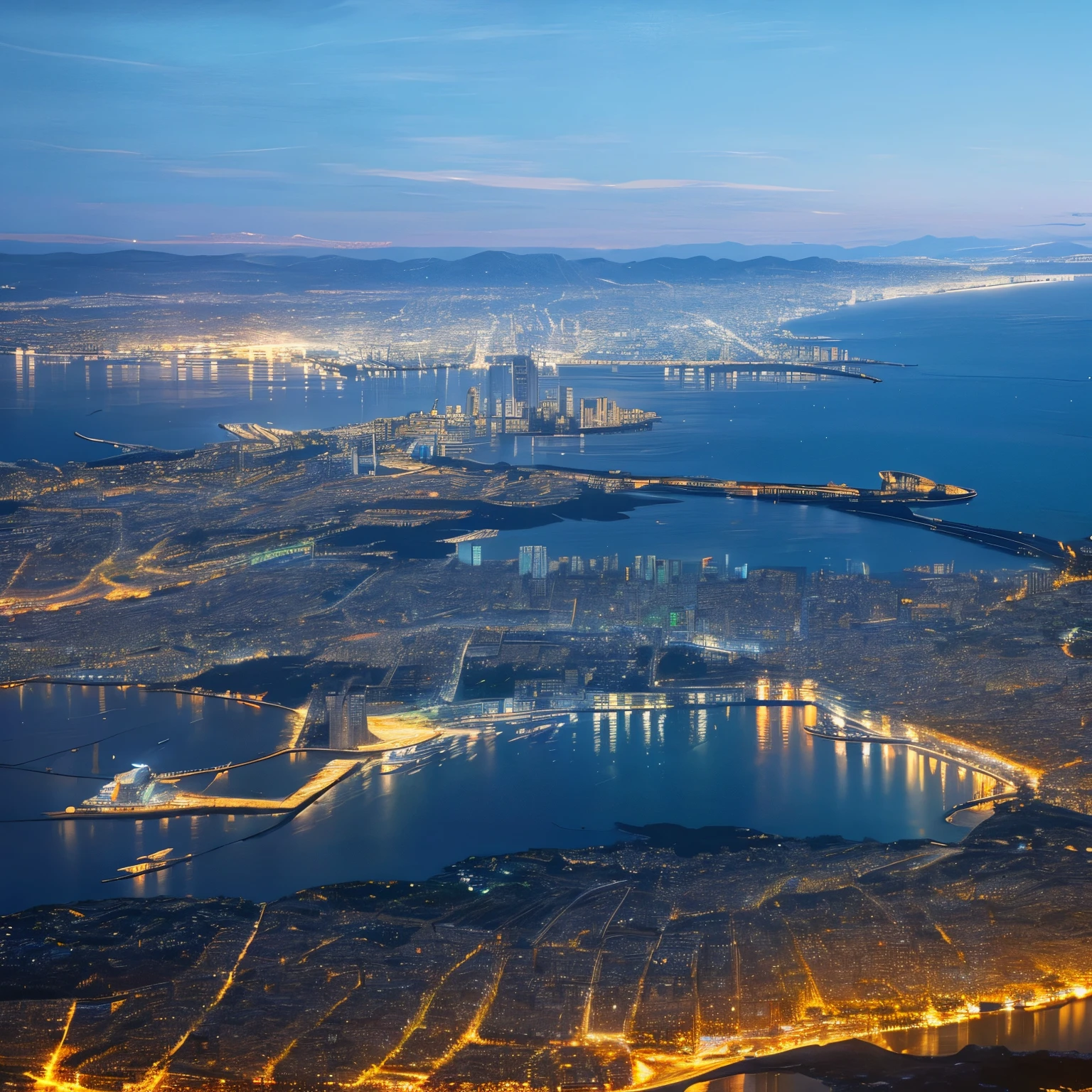 Night view of bosphoros with lights and city view during moonloght