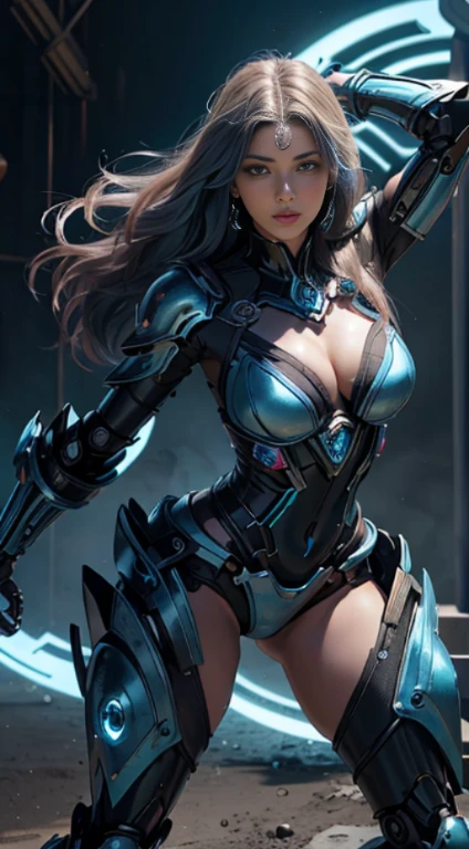 Woman, cabelo azul curto, olhos cianos, Armadura rosa do Autobot, arco, master part, Hiqualidade, pose de modelo