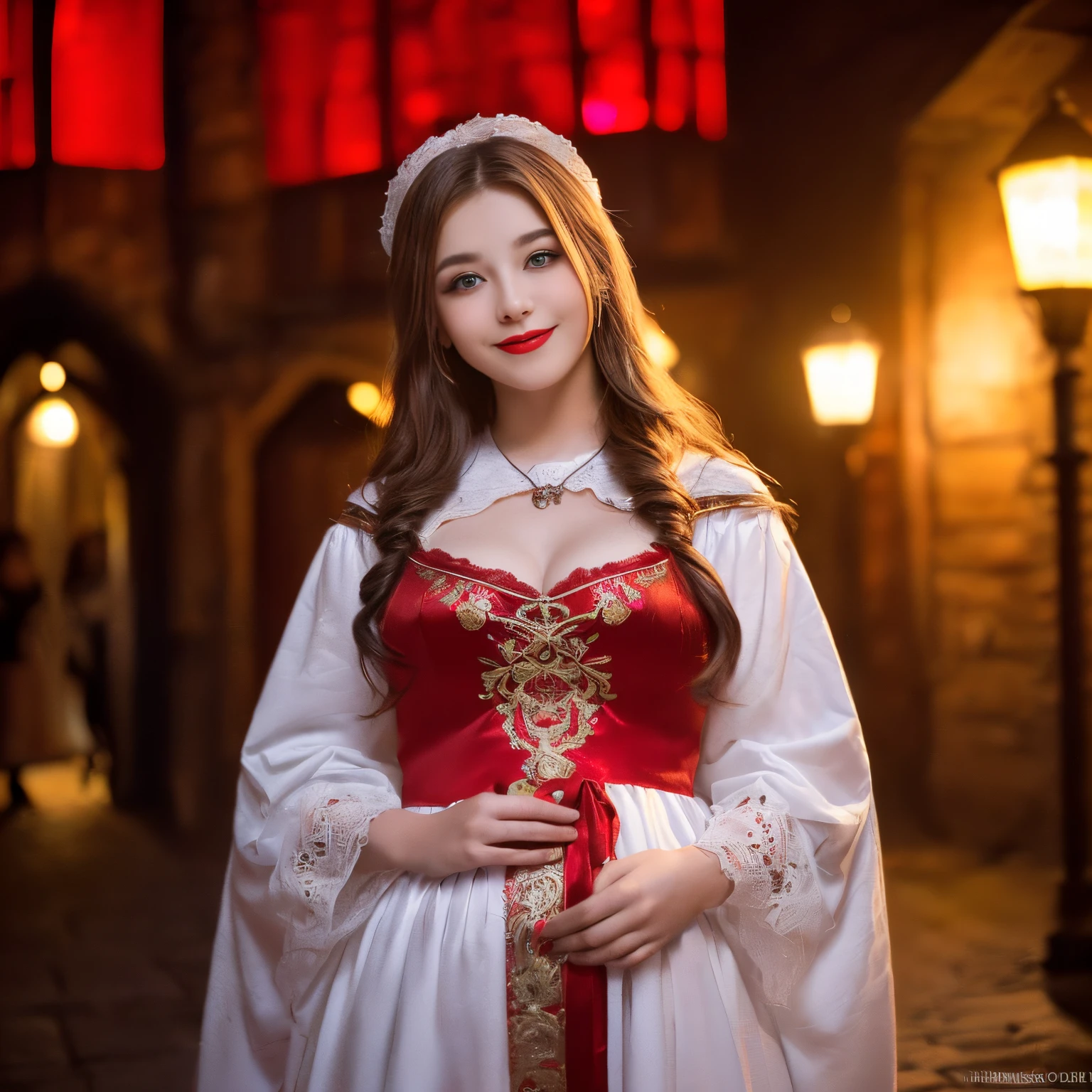 ((top-quality、masutepiece、8K、Top image quality、Highly complex and detailed depictions))、(russian girl photo:1.3)、(very young 10 year old girl:1.2)、(Very young face:1.2)、(A petite girl with a height of 140cm:1.3)、Luxury red-light district of medieval Russia、the most luxurious prostitute costumes、Pregnancy、((The most beautiful medieval Russian courtesan costumes、The most luxurious medieval Russian courtesan costumes、The most extravagant and lewd red-light district、An unimaginably huge entertainment district、A very luxurious and obscene red-light district of medieval Russia、Huge red light district at midnight in medieval Russia、Very complex decoration)、(View me、Bewitching smile、long eyelashes、Perfect makeup、lipsticks、A slight smil)、(perfect anatomia:1.2)、(Depth of field is deep:1.5)、(Detailed and intricate red light district background:1.3)、(Vibrant background of an obscene medieval Russian red light district:1.3)、spectacular movie lighting、(romantic mood night:1.1)、(Perfectly recreates the atmosphere of medieval Russian red-light districts:1.3)、(obscene entertainment district:1.1)、(Obscene mood 1.1)